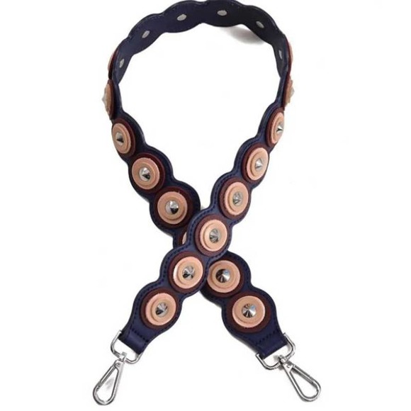 Boutique Handbags - Burgundy, Pink, Tan on Navy Blue  Bullseye Purse Bag Crossbody Guitar Strap